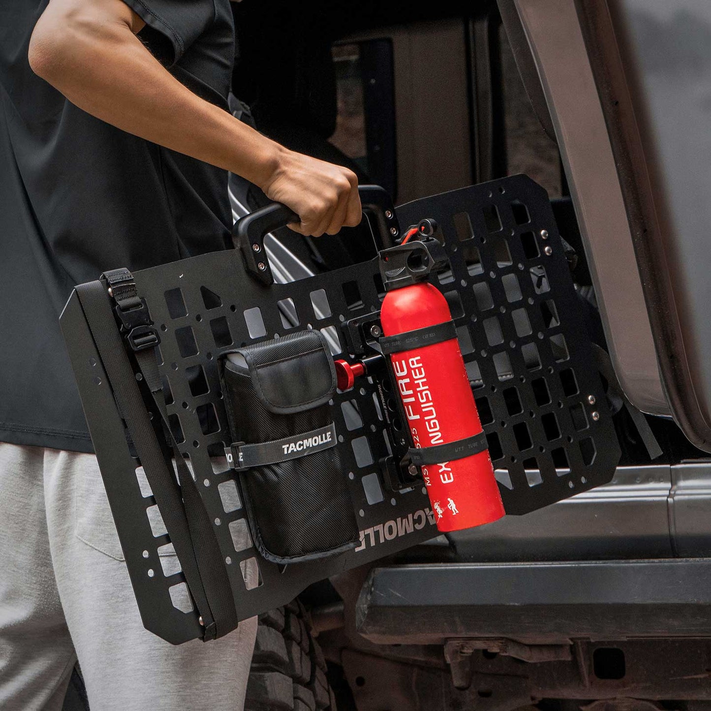 Quick Release Fire Extinguisher Mount for Tactical Rigid MOLLE Panel