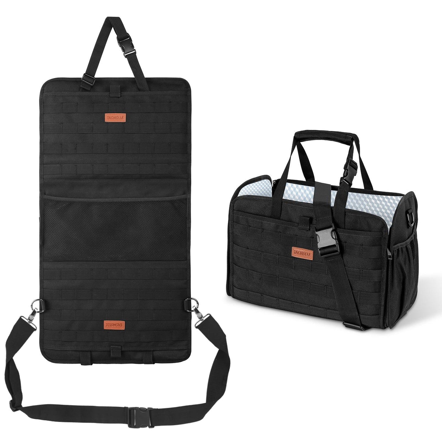 TACMOLLE Car Seat Back Organizer, 2 in 1 Carry Bag with Shoulder Strap - TACMOLLE