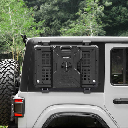 TACMOLLE Malantaŭa Flanka Fenestra Stokskatolo kun Kaŝita Tablo, Konvenas por Jeep Wrangler JL 2018-2024