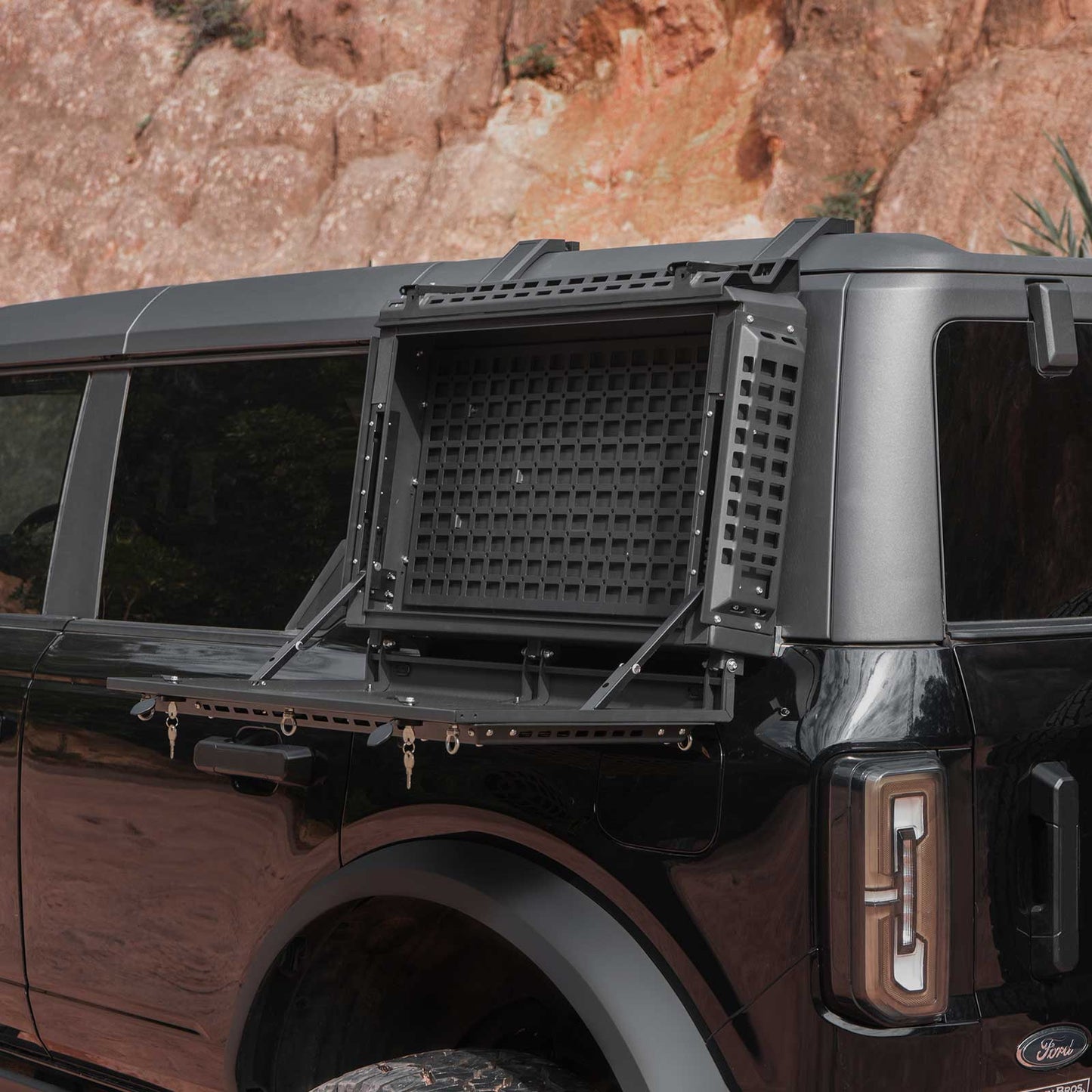 Rear Side Window Storage Box with Concealed Table for Ford Bronco 2021-2024