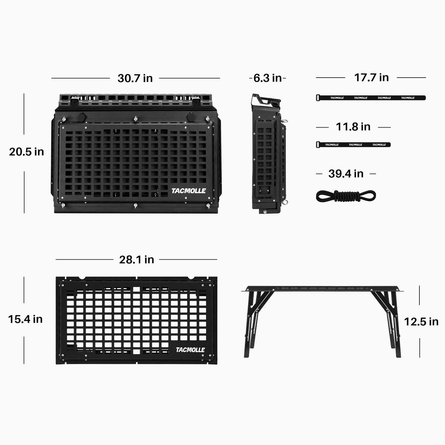 Rear Side Window Storage Box with Concealed Table for Ford Bronco 2021-2024