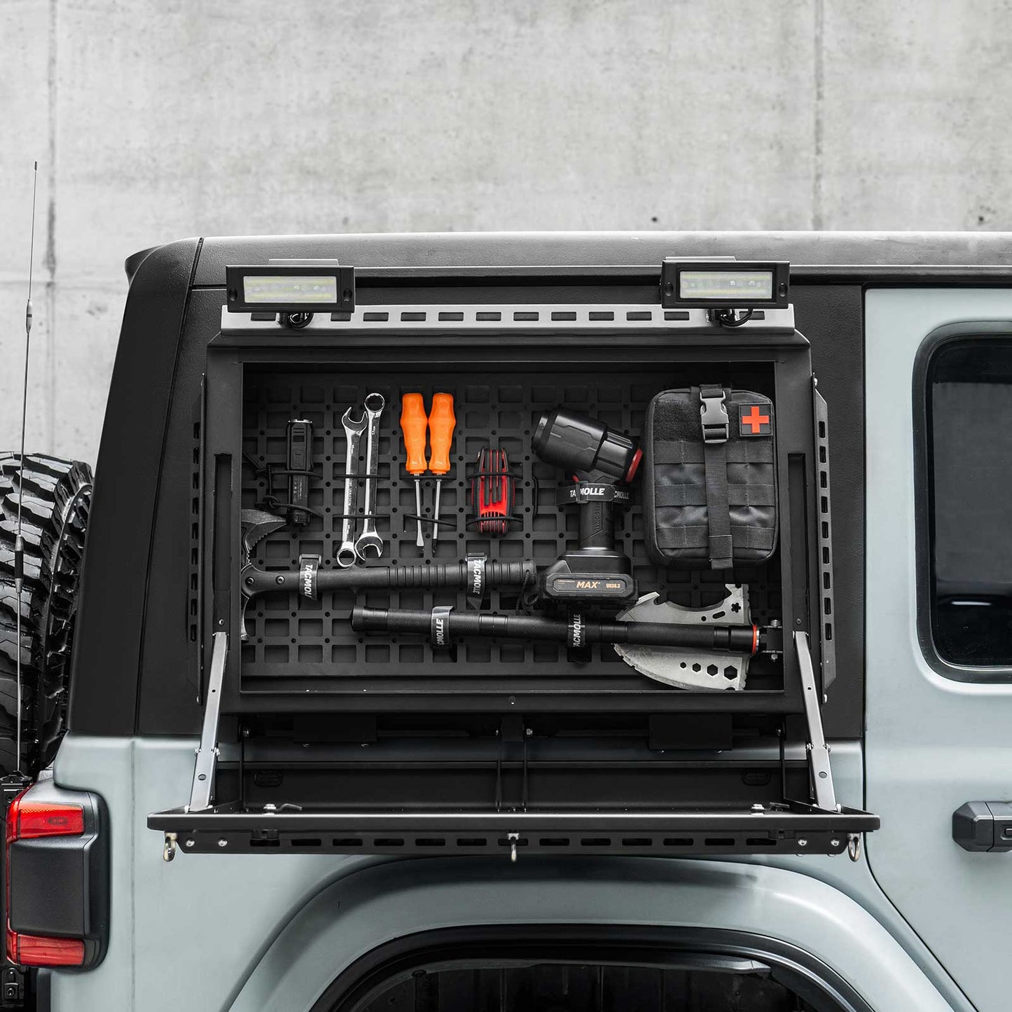 Rear Side Window Storage Box with Concealed Table for Jeep Wrangler JL 2018-2024