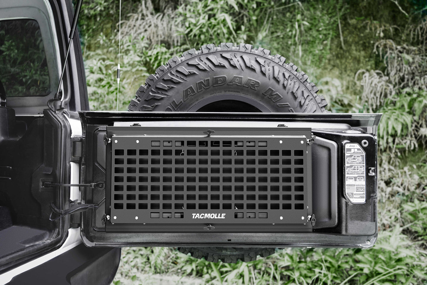 TACMOLLE Malantaŭa Flanka Fenestra Stokskatolo kun Kaŝita Tablo, Konvenas por Jeep Wrangler JL 2018-2024