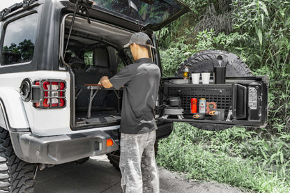 TACMOLLE Malantaŭa Flanka Fenestra Stokskatolo kun Kaŝita Tablo, Konvenas por Jeep Wrangler JL 2018-2024