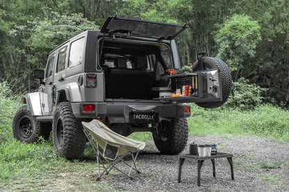 TACMOLLE Malantaŭa Flanka Fenestra Stokskatolo kun Kaŝita Tablo, Konvenas por Jeep Wrangler JL 2018-2024