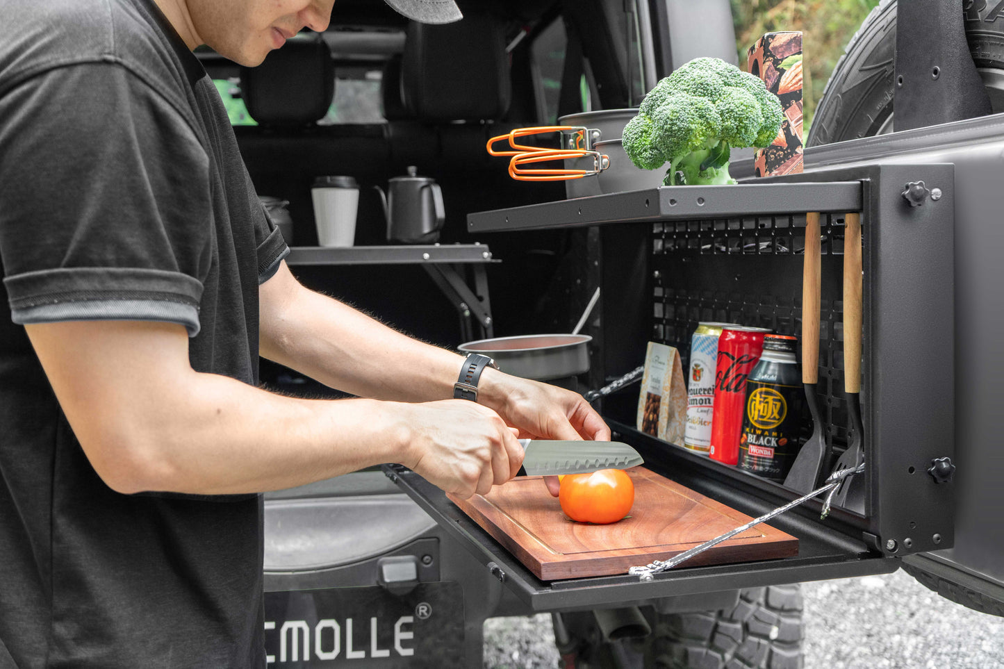 TACMOLLE Malantaŭa Flanka Fenestra Stokskatolo kun Kaŝita Tablo, Konvenas por Jeep Wrangler JL 2018-2024