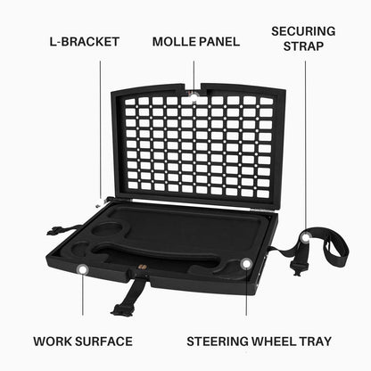 Tactical Seat Organizer with Tray & Steering Wheel Tray for Vehicle