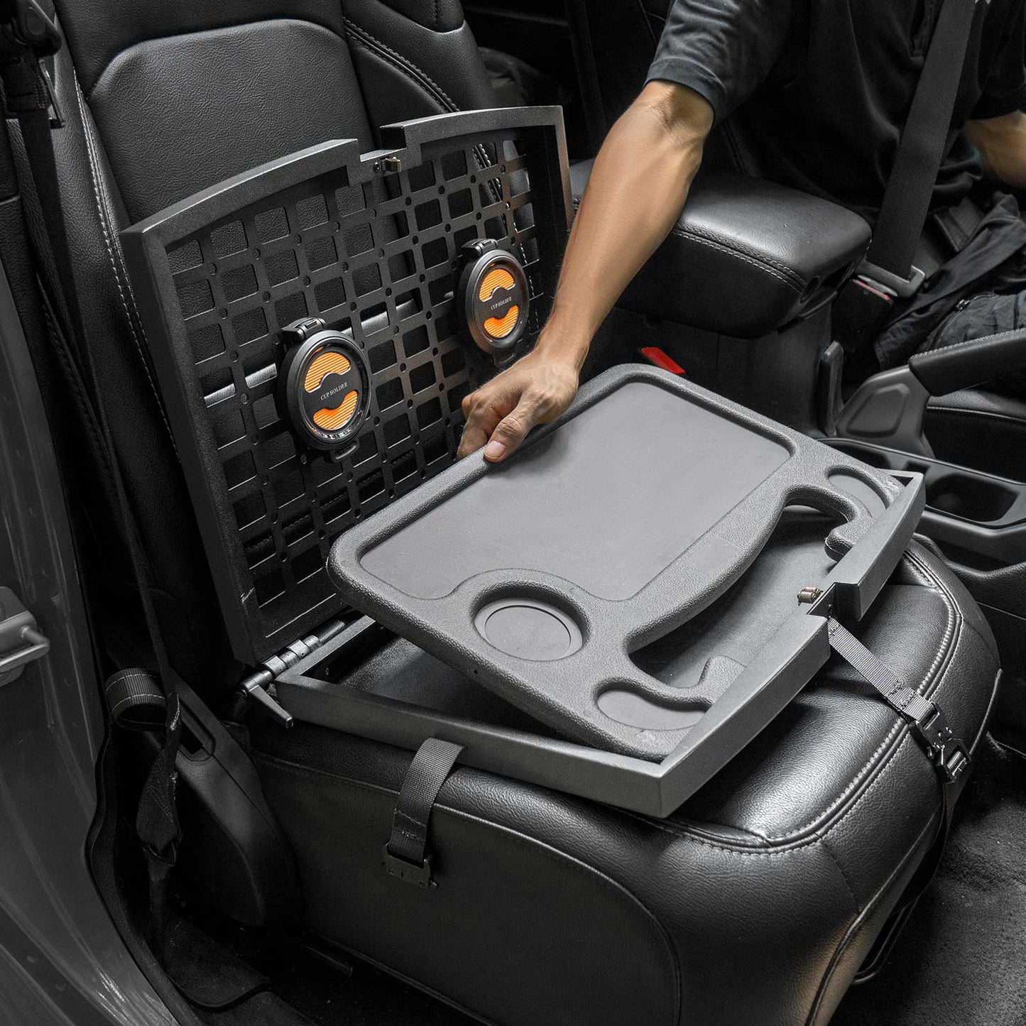 Tactical Seat Organizer with Tray & Steering Wheel Tray for Vehicle